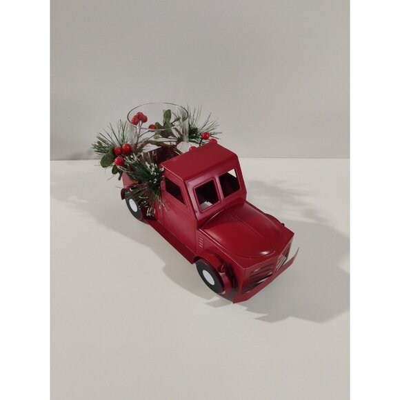 Holiday Time Christmas Farm Truck Hurricane Candle Holder, Red New - Picture 6 of 16